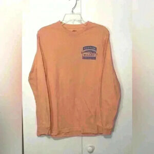 IZOD Saltwater Peach Long Sleeve Crewneck Shirt Sunrise & Bait Wharf size Small